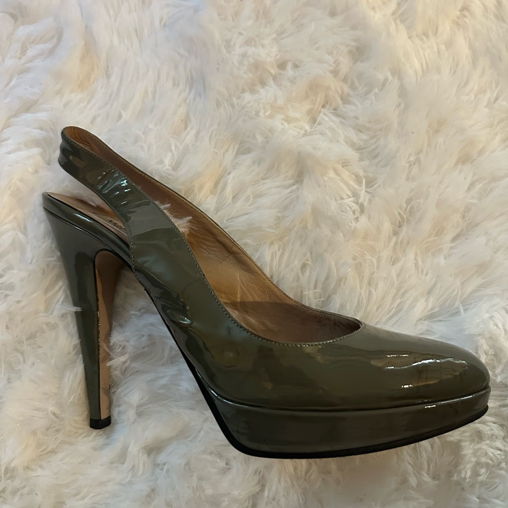 Women's VALENTINO Gray Patent Slingback Platform Pumps